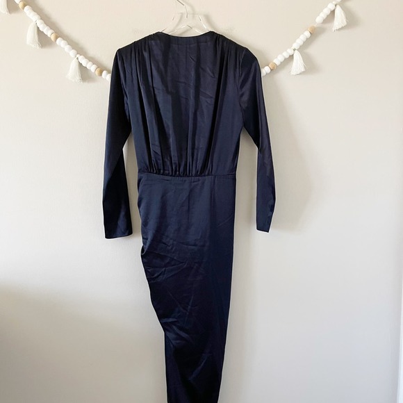 NEW Veronica Beard Cameri Dress Ruched Sheen Silk Asymmetric Navy Women's Size 0 - Picture 11 of 11